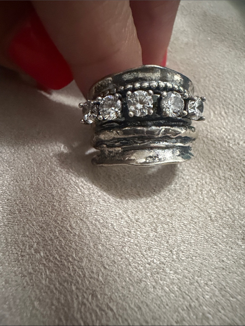 Silpada Sterling Silver Stacked Silver Crystal Ring - Women Jewelry size 7 - Picture 3 of 4